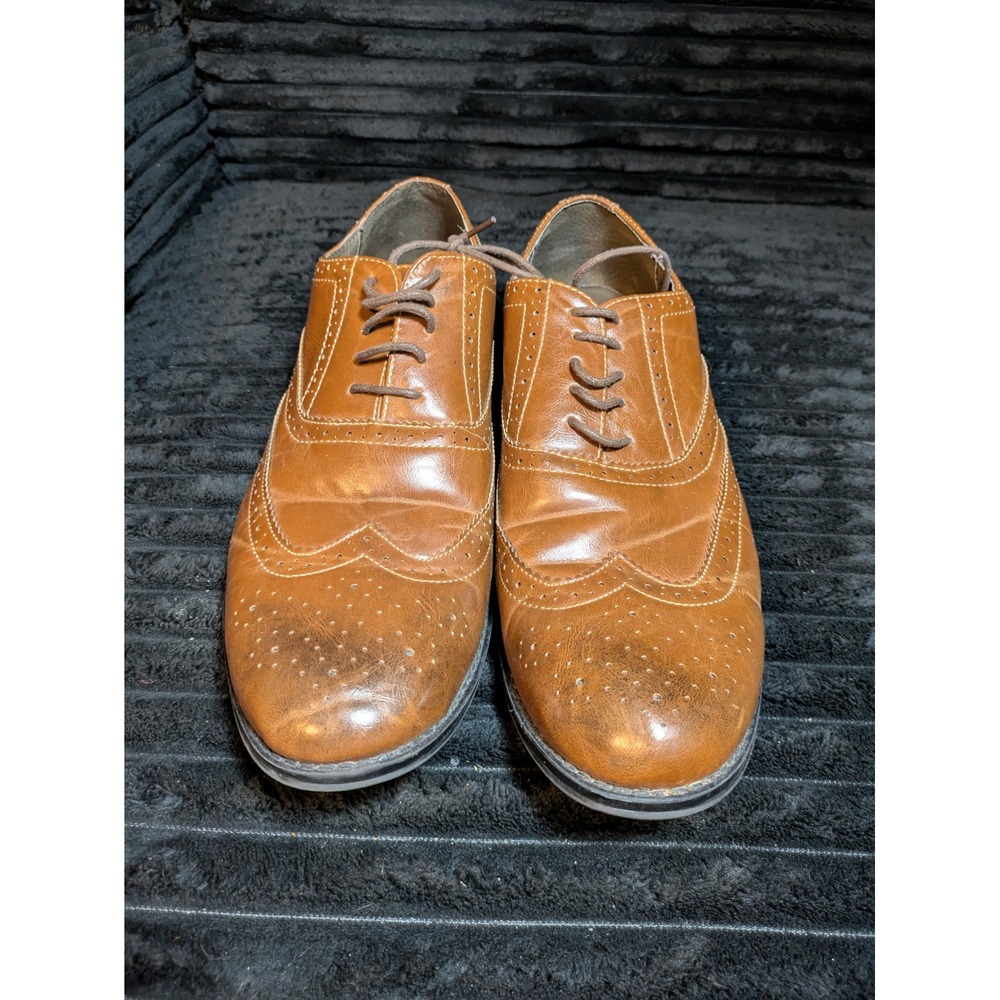 Madden M-Franky Mens Tan Brown Wingtip Brogue Oxford Dress Shoes Size 13M